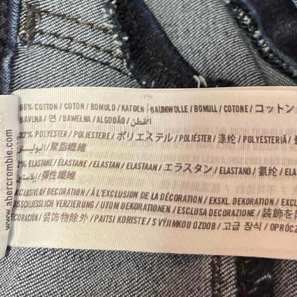 Abercrombie & Fitch Blue Skinny Mid Rise Dark Wash Stretch Ankle Denim Jeans 30 - Picture 5 of 5